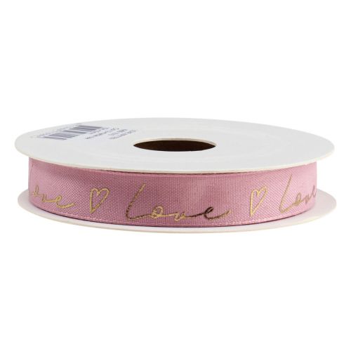Artikel Presentband med hjärtan dekorativt band rosa guld 15mm 15m
