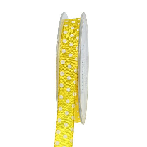 Floristik24 Presentband med prickar gult 15mm 20m