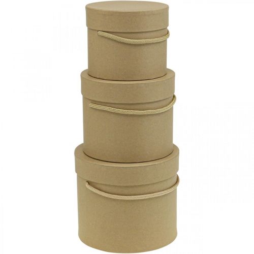Artikel Presentförpackning rund blomlåda beige Ø12,5/14,5/16,5 cm set om 3