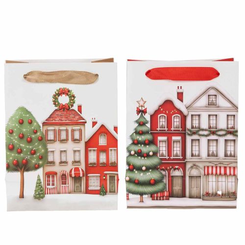 Julklappspåse med hus och