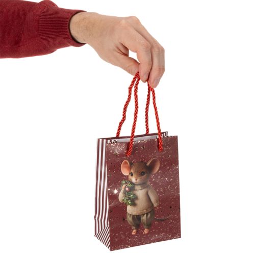 Julklappspåse med musmotiv, 16 cm, 2 stycken | Floristik24.se