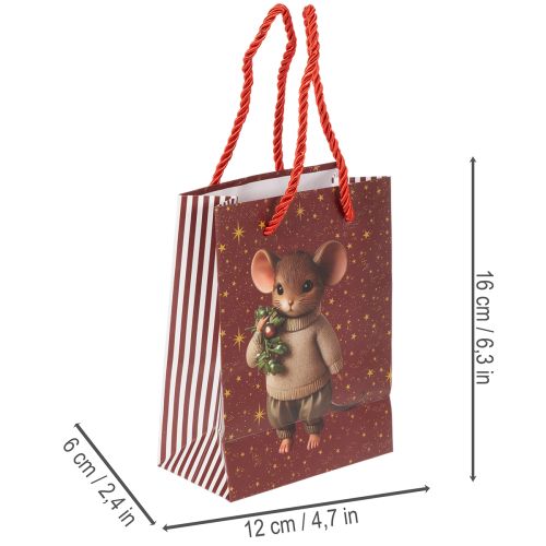 Julklappspåse med musmotiv, 16 cm, 2 stycken | Floristik24.se