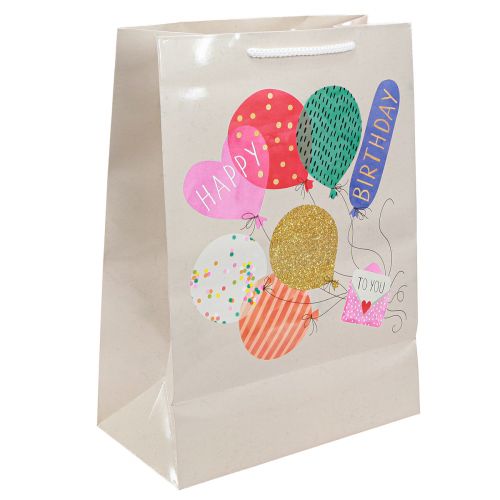 Artikel Presentpåse “Happy Birthday” födelsedagspåse papper 26×14×36cm 2st