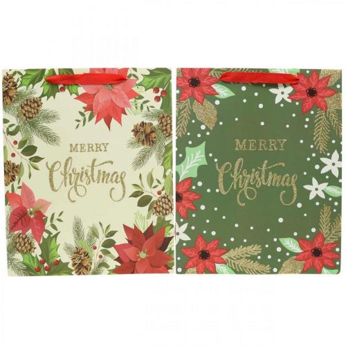 Floristik24 Presentpåsar Julklappspåse God Jul 32x26cm 2st