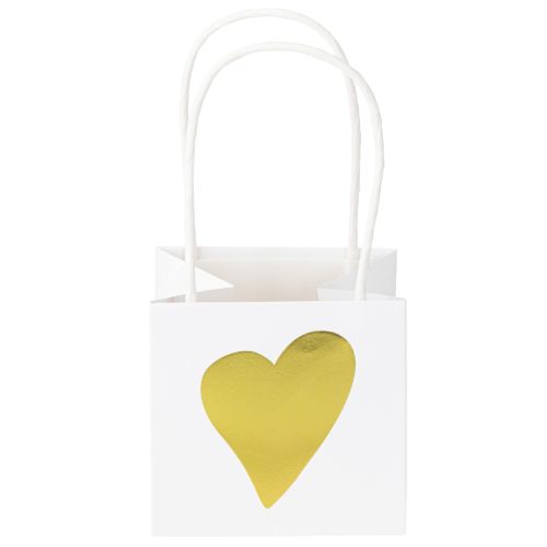 Artikel Presentpåsar med handtag vitguld papper 8,5×8,5×8cm 12 st