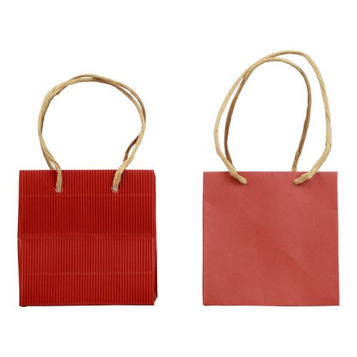 Presentpåsar papperspåsar med handtag röd 12×12×12cm 6st