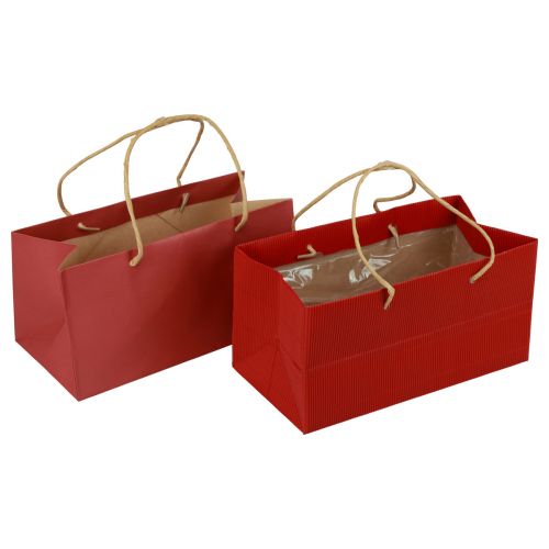 Floristik24 Presentpåsar röda papperspåsar med handtag 24×12×12cm 6st