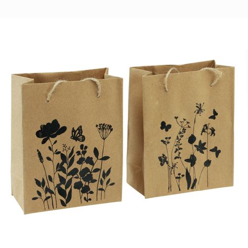 Artikel Presentpåsar med handtag papper natursvart 12×15cm 6 st