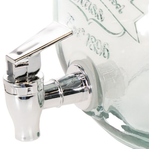 Glasbehållare med tappkran och 4 glas, återvunnet glas, H25,5 cm | Floristik24.se