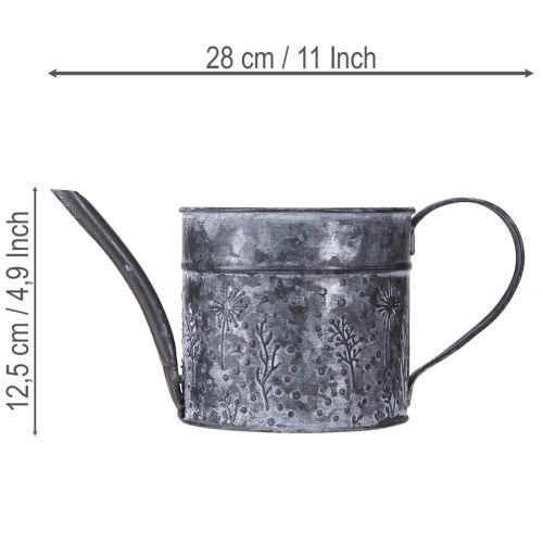 Artikel Vattenkanna metalldekor grå blommor svart Ø13cm H13cm
