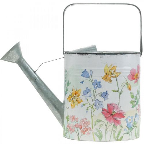 Floristik24 Dekorativ vattenkanna metall, metall kanna blommor vintage L35cm H31cm