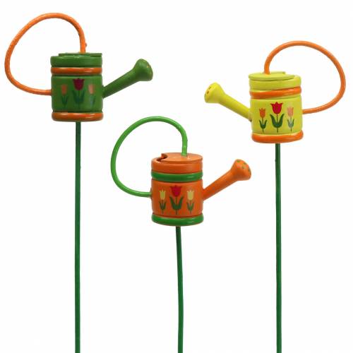 Floristik24 Blompluggsvattenkanna trägrönt, gult, orange blandat 7,5cm x 5,9cm H30,5cm 12 st