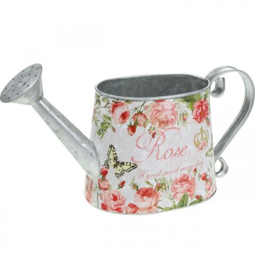 Nostalgisk dekorativ kanna, kanna av metall, planteringskruka med rosor H15,5cm L28,5cm