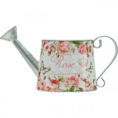 Artikel Nostalgisk dekorativ kanna, kanna av metall, planteringskruka med rosor H15,5cm L28,5cm