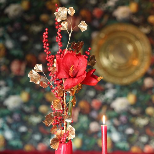 Gingko gren dekorativ konstgjord växt brons glitter 84cm | Floristik24.se