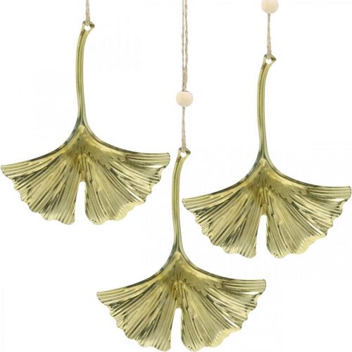 Floristik24 Ginkgo lövhänge, adventsdekoration, metalldekoration för hösten Golden L12cm 12 stycken