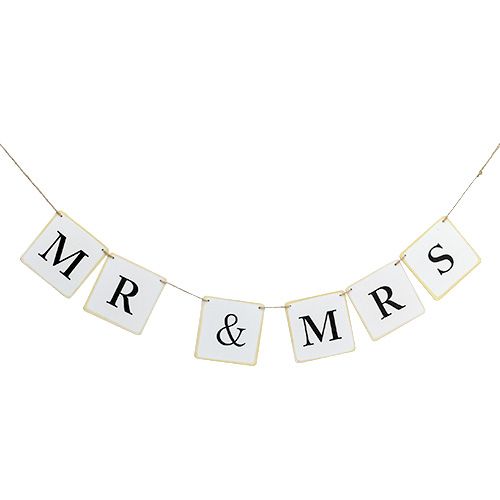 Floristik24 Garland "Mr & Mrs" 85cm vit 1 st