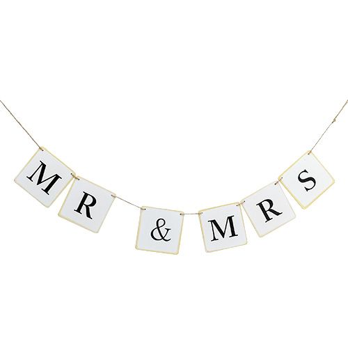 Floristik24 Garland &quot;Mr &amp; Mrs&quot; 85cm vit 1 st