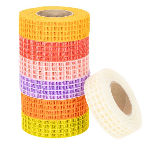 Dekorativt nätband, blandade färger, 3 cm x 10 m, 7 stycken köpa | Floristik24.se