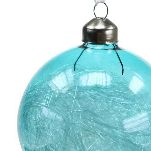 Floristik24 Julkula glas blå, vit Ø8cm diverse 12st