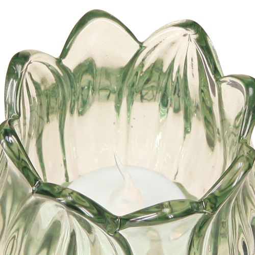 Artikel Ljusstake i glas värmeljushållare tulpangrön Ø7cm H7cm 2st