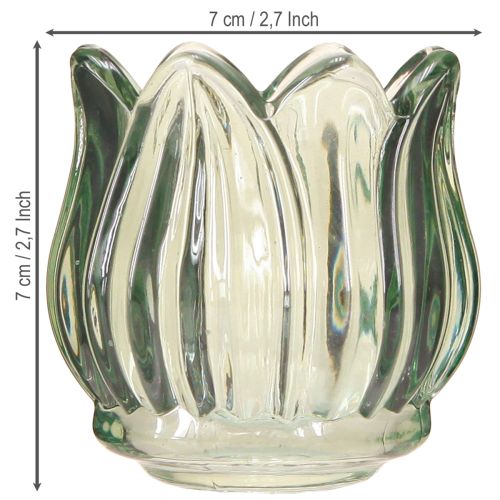 Artikel Ljusstake i glas värmeljushållare tulpangrön Ø7cm H7cm 2st