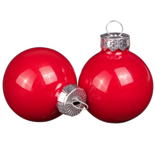 Glasjulkulor röd emaljlook mini Ø3cm 22 st