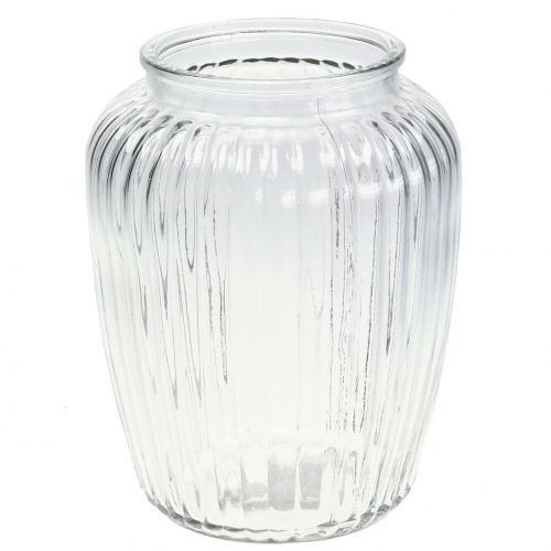 Floristik24 Ribbad glasvas Ø15cm H19.5cm