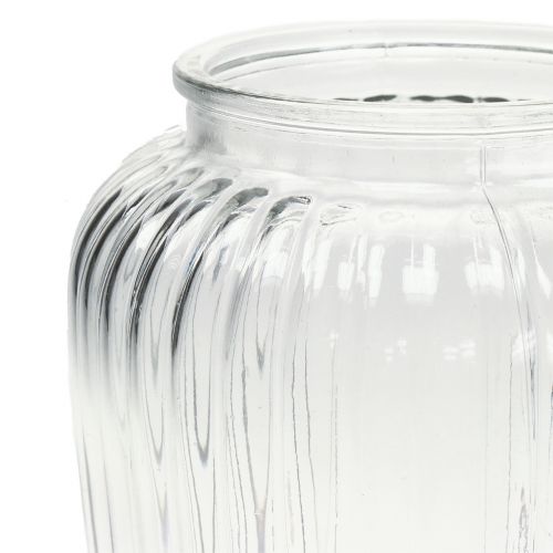 Floristik24 Ribbad glasvas Ø15cm H19.5cm