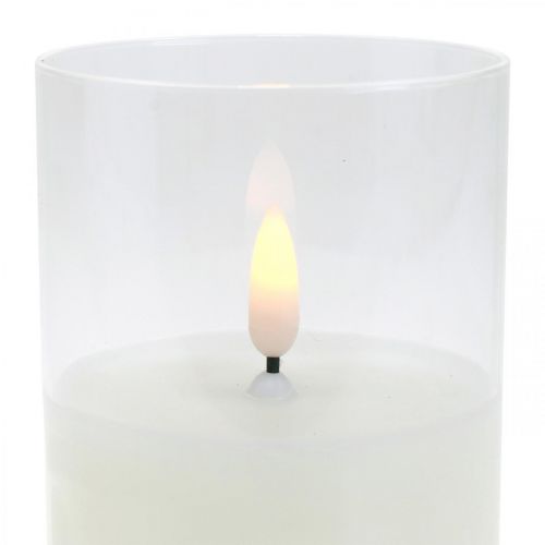 Floristik24 LED -ljus i glas med flameffekt, inomhusljus varmvitt, LED med timer, batteridriven Ø7,5 H12,5cm