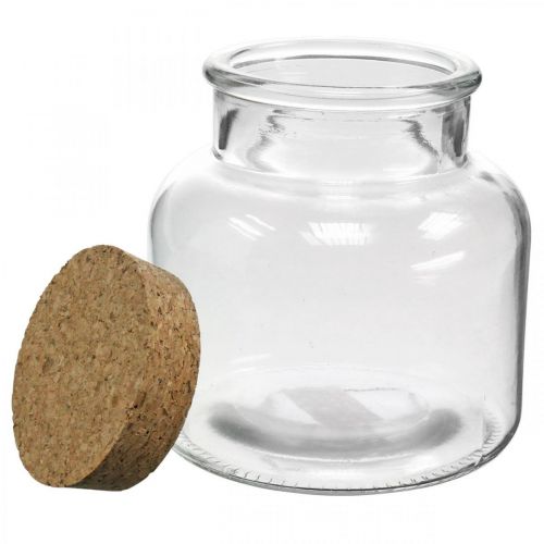Floristik24 Glas med korklock glasdekor och kork klar Ø12cm H12,5cm