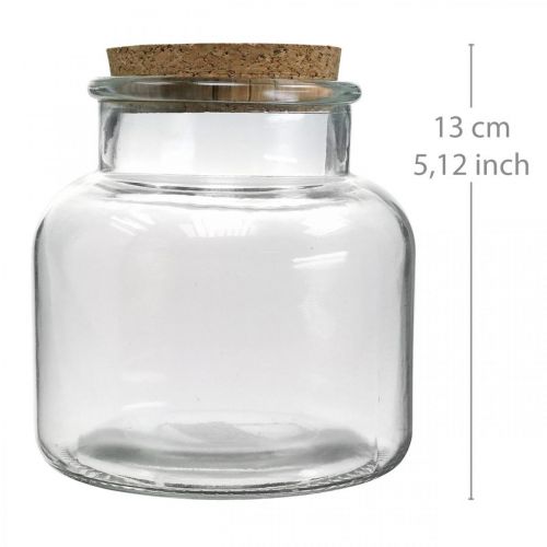 Floristik24 Glas med korklock glasdekor och kork klar Ø12cm H12,5cm
