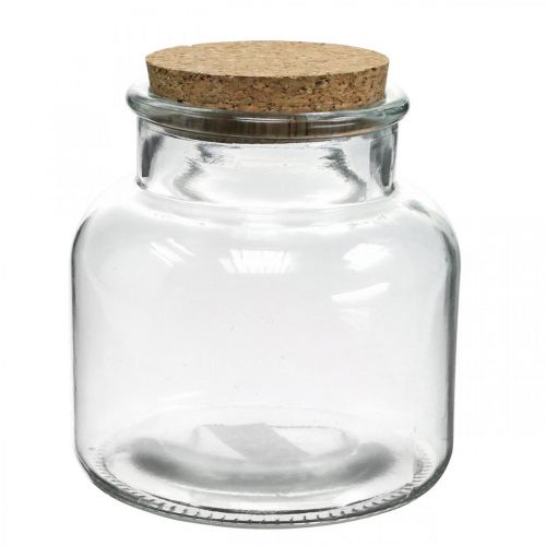 Floristik24 Glas med korklock glasdekor och kork klar Ø12cm H12,5cm