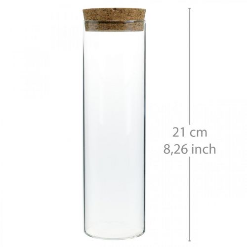 Artikel Glas med korklock Glascylinder med kork Klar Ø6cm H21cm