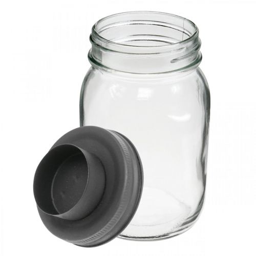 Floristik24 Dekorglas med värmeljushållare svart metalllock Ø8,5cm H15cm 2st