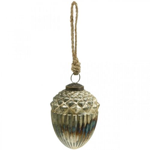 Floristik24 Ekollon att hänga, höstfrukter, träddekorationer, äkta glas, antik look Ø7,5cm H10,5cm 2st