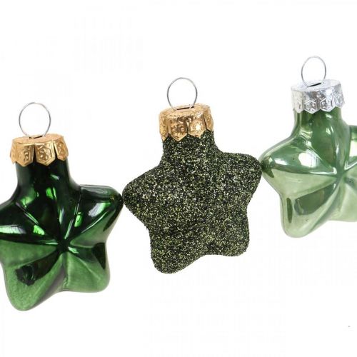 Artikel Mini julgransdekorationer blandar grönt glas juldekorationer diverse 4cm 12st