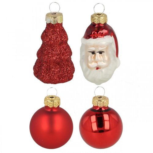 Artikel Mini juldekoration figurer och kulor assorterad glas 3cm 9 st