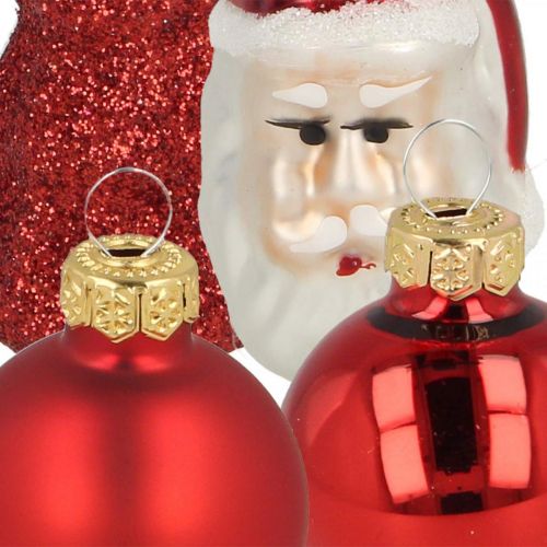 Artikel Mini juldekoration figurer och kulor assorterad glas 3cm 9 st