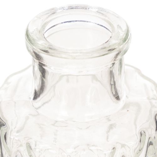Miniglasvas med diamantmönster, liten bordsvas, flaska, transparent, 9 cm, 6 stycken | Floristik24.se