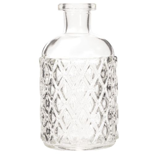 Glasflaska med diamantmönster, dekorativ flaska, vas, liten, 13 cm, 6 stycken | Floristik24.se