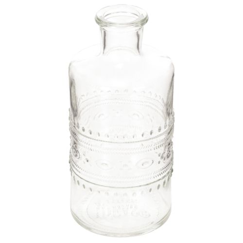 Glasflaska med mönster, cylindrisk, klar, dekorativ vas, 15 cm, 6 stycken