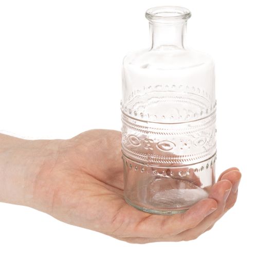 Glasflaska med mönster, cylindrisk, klar, dekorativ vas, 15 cm, 6 stycken | Floristik24.se
