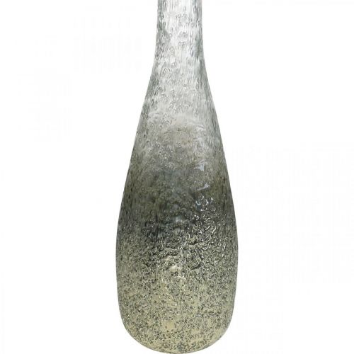 Artikel Tvåfärgad glasvas, bordsdekoration av äkta glas klart, silver H40cm