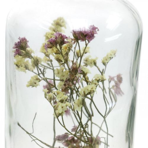 Artikel Glas med ljusstake, glasdekoration med torkade blommor H16cm Ø8,5cm