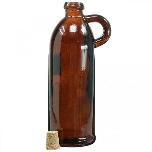 Floristik24 Glasflaska vintage med kork och handtag brun Ø7,5 cm H22cm