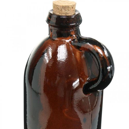 Floristik24 Glasflaska vintage med kork och handtag brun Ø7,5 cm H22cm