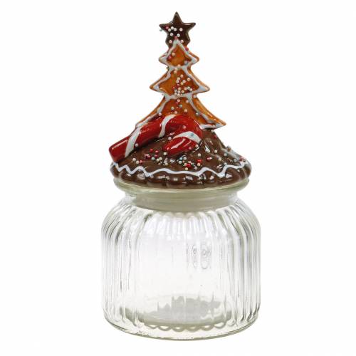 Kakburk med keramiskt lock pepparkakor röd, brun H21,5cm kakburk