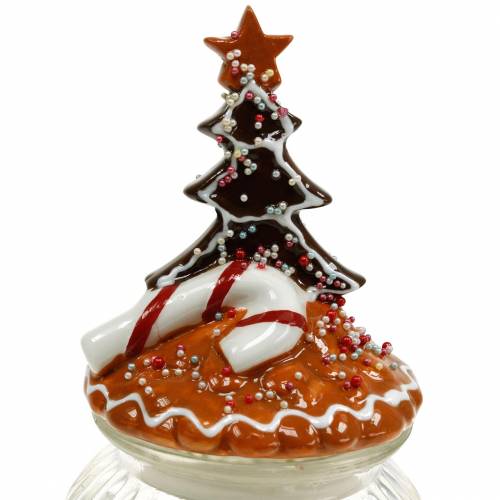 Floristik24 Glasburk med keramiskt lock pepparkakor vit, brun H21,5cm kakburk
