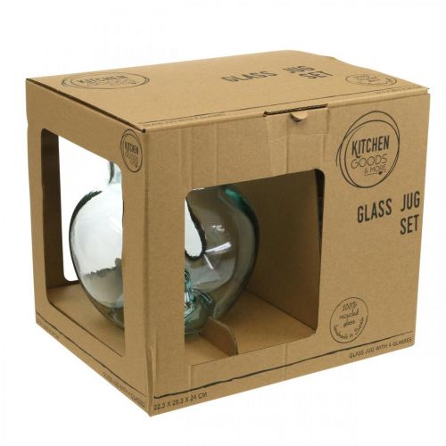 Artikel Glaskanna med dricksglas, dryckesset för servering blåaktigt klar H20cm/11,5cm 5 stycken